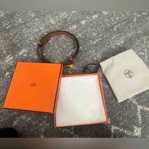 Hermes kelly belt like new - brown and gold hardware